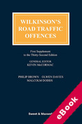 Cover of Wilkinson's Road Traffic Offences 32nd ed: 1st Supplement (eBook)