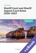 Cover of Greens Sheriff Court and Sheriff Appeal Court Rules 2026-2027 (Book & eBook Pack)